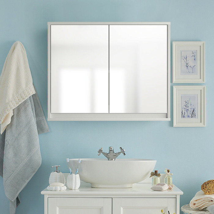 Orren Ellis Clementon Glass Wall Mounted Bathroom Cabinet & Reviews ...